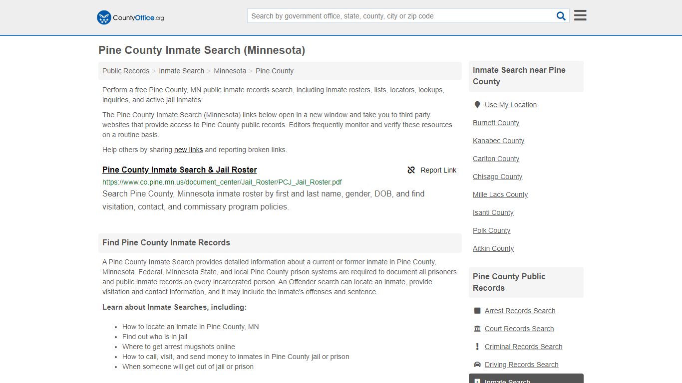 Inmate Search - Pine County, MN (Inmate Rosters & Locators)
